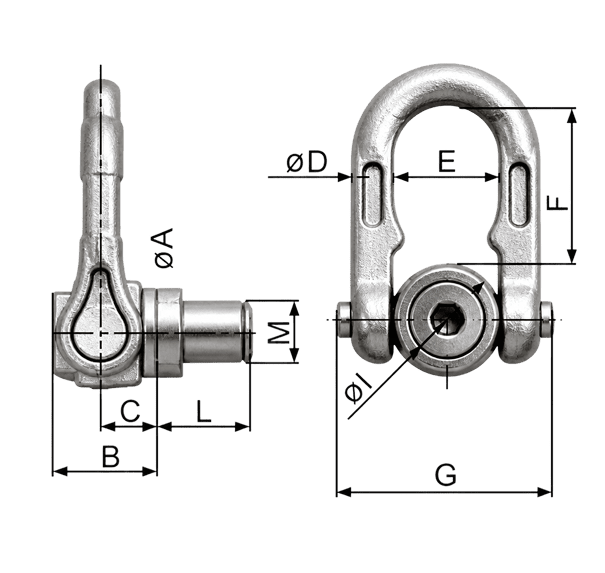 Anneau de levage double articulation