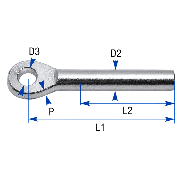 Embout à sertir – Terminaison avec œil inoxydable